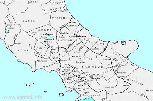 Limiti del territorio dell'antico Sannio - IV secolo a.C.